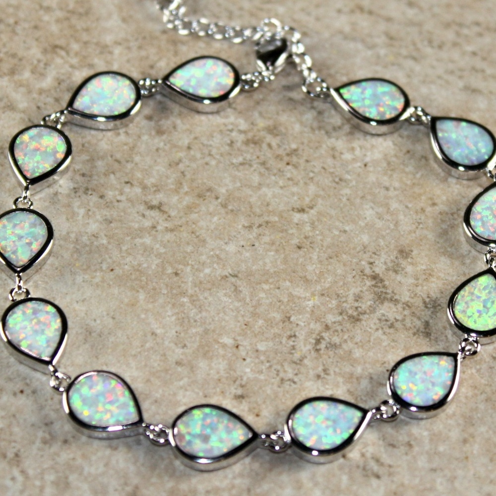 White Fire Opal Teardrop Bracelet